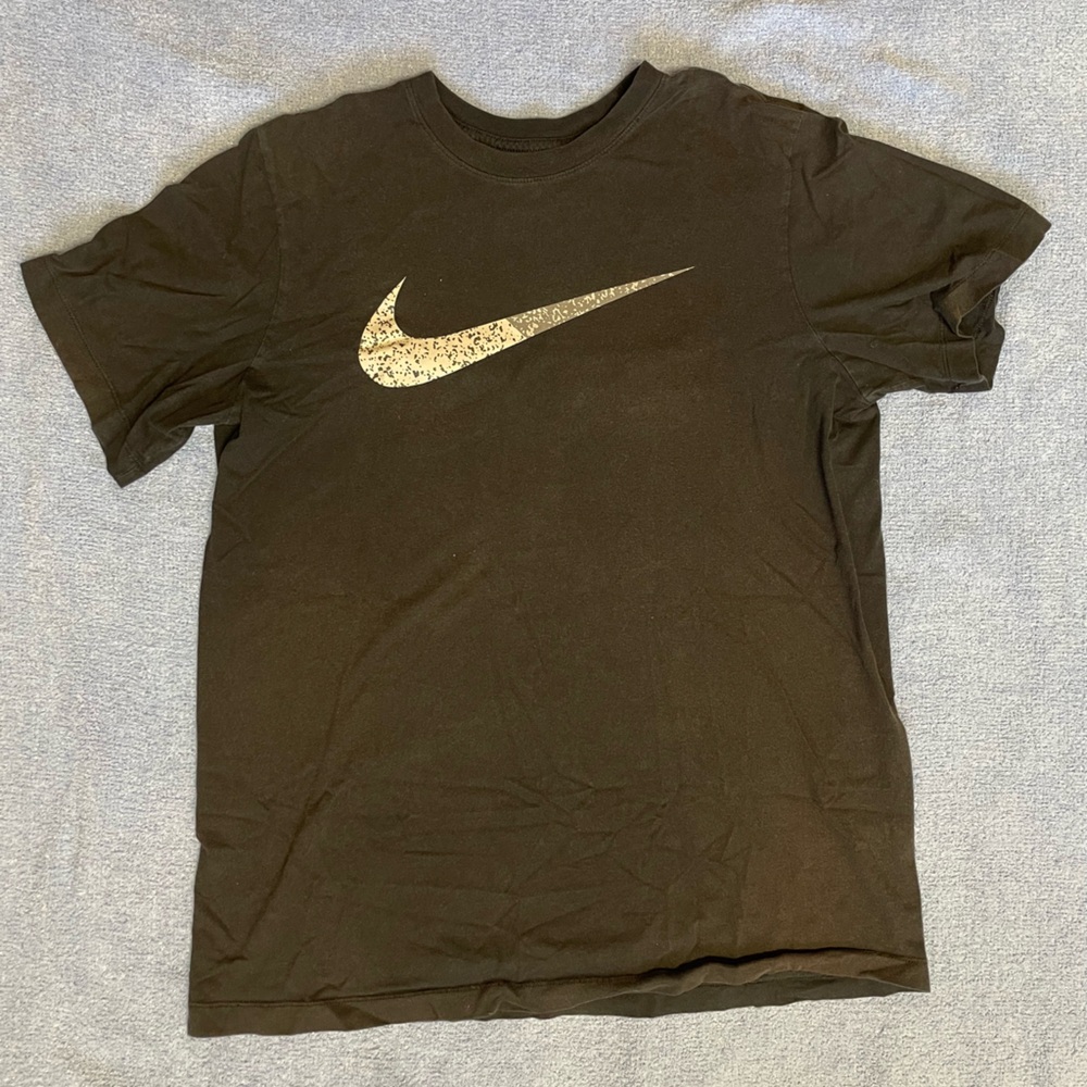 Nike Black Short Sleeve Tee with Distressed Grey Swoosh